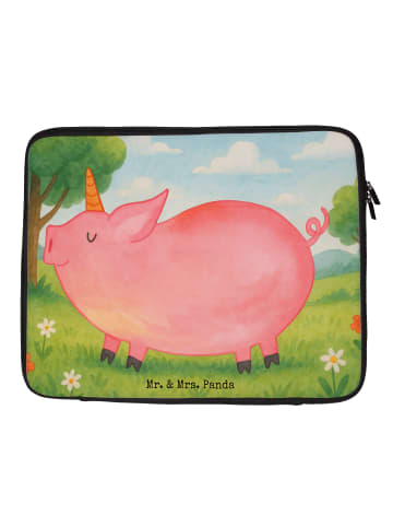 Mr. & Mrs. Panda Laptop Tasche Einhorn Schwein Design ohne Spruch in Weiß