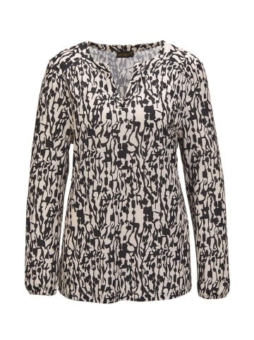 GOLDNER Jerseybluse Elegantes Blusenshirt mit V-Ausschnitt in sand / schwarz / gemustert