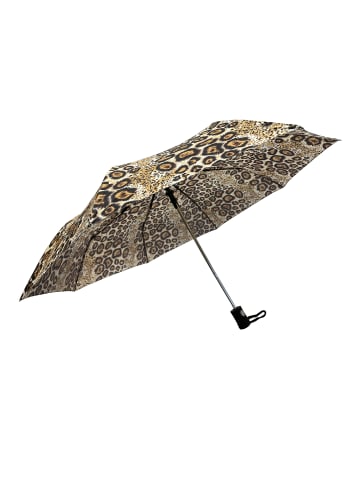 ANELY Regenschirm Leopard Muster Kleiner Automatik Taschenschirm in Braun