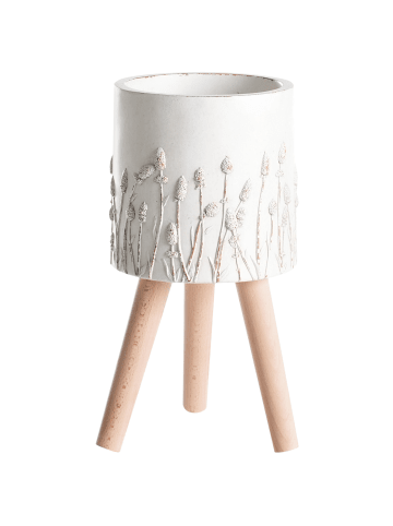 Beliani Outdoor Blumentopf JANINA in Weiß - (W) 24 x (H) 43 x (L) 24 cm
