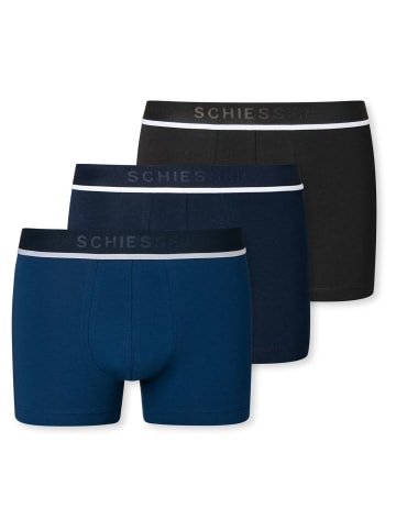 Schiesser Boxershorts 3er Pack in Schwarz / Navy / Blau