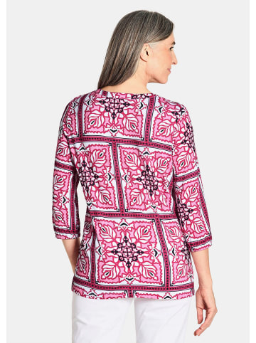 GOLDNER Kurzgröße:  Jerseybluse Bluse mit Muster, Halbarm in pink / gemustert