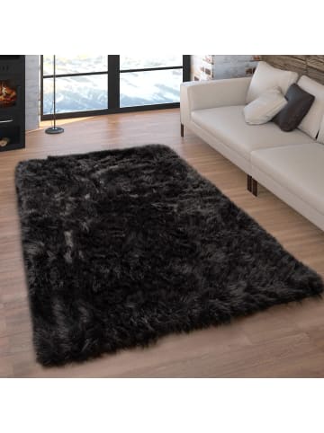 KADIMA DESIGN Hochflor Teppich Shaggy waschmaschinenwaschbar Einfarbig in Schwarz