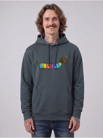 wat? Apparel Sweatshirt Regenbogen Dackel in India Ink Grey