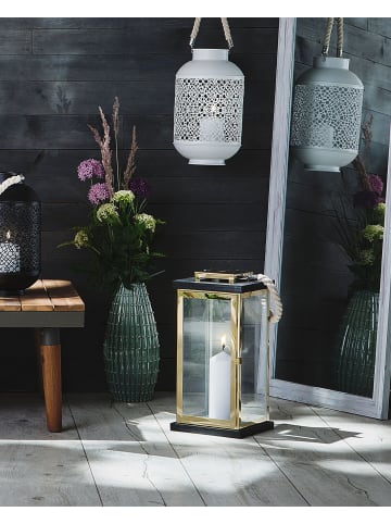 Beliani Laterne BORNEO in Messing/Braun - (W) 19 x (H) 41 x (L) 19 cm