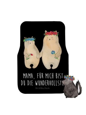 Mr. & Mrs. Panda Auto Teppich Bären mit Blumenkranz mit Spruch in Schwarz