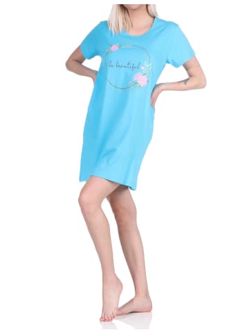 NORMANN kurzarm Nachthemd Schlafshirt frohen Designs - 66964 in bunt