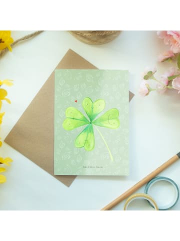 Mr. & Mrs. Panda Beileidskarte Blume Kleeblatt ohne Spruch in Blattgrün