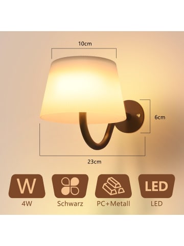ZMH Wandleuchte LED in schwarz Akku touch dimmbar kabellose Modern Wohnzimmerlampe
