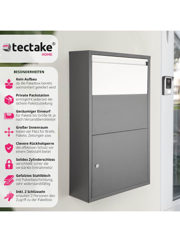 tectake Postbox mit integrierter Rückholsperre, Paketmaße bis 39 x 30 x 12 cm