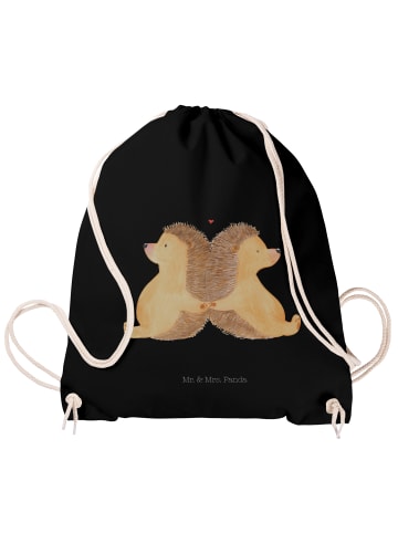 Mr. & Mrs. Panda Stoffbeutel Igel händchenhaltend ohne Spruch in Schwarz