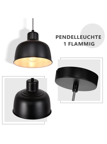 ZMH Pendelleuchte in schwarz 1-flammige E27 Vintage höhenverstellbar