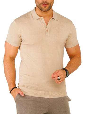 SOUL STAR Poloshirt - S2PRELY Basic Kurzarm Polo Hemd Feinstrick in Camel