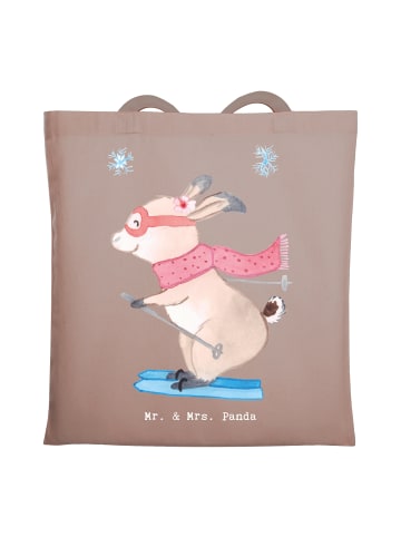 Mr. & Mrs. Panda Laptoptasche Hase Skifahren ohne Spruch in Braun Pastell