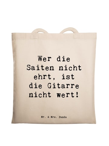 Mr. & Mrs. Panda Tote Bag Spruch Gitarre Wert mit Spruch in Creme