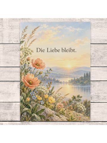 Trauerspruchkarte Blumen tröstlich Design mit S... in Weiß