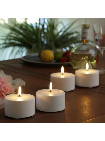 Uyuni 4er Set LED Kerzen THEA für Innen/Außen bis 1000 Std. Timer H: 5cm in weiß