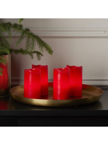 STAR Trading LED Kerzen Advent mit Timer, rot, 10cm, 4er-Set in Rot