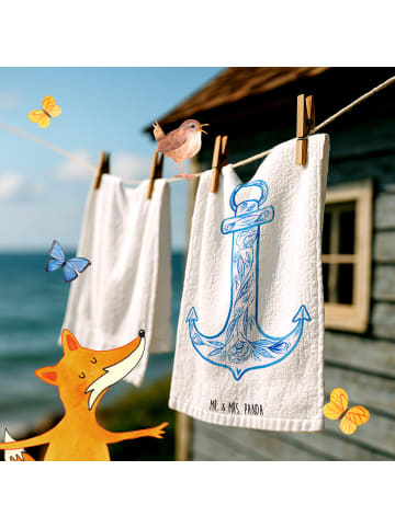 Mr. & Mrs. Panda Handtuch Anker Blau ohne Spruch in Weiß
