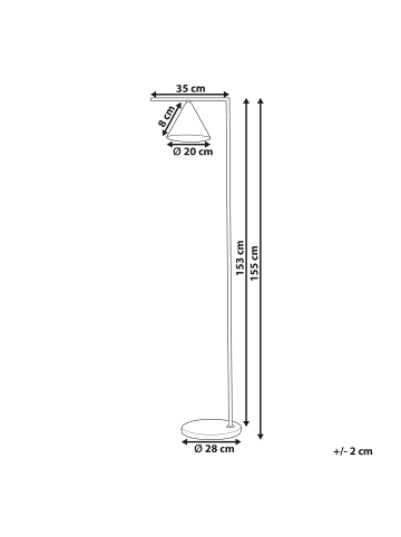 Beliani Stehleuchten MOCAL in Gold/Weiß - (W) 35 x (H) 155 x (L) 28 cm