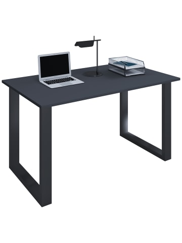 VCM Schreibtisch Bürotisch Computertisch 140x80 Lona U in Schwarz / Anthrazit