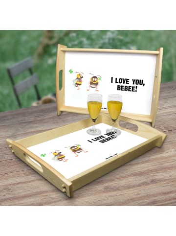 Mr. & Mrs. Panda Tablett Bienen Paar mit Spruch in Weiß