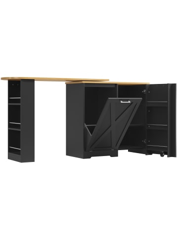 ABRIHOME 360° Drehbare Essbar Sideboardschrank mit seitlichen Ablagen und Klapptür