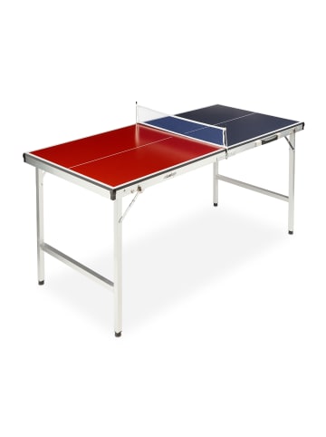 relaxdays Tischtennisplatte in Blau/Rot mit 2 Schlägern und 3 Bällen