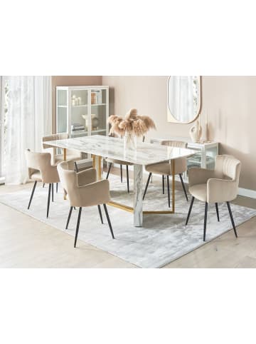 Beliani Esszimmertisch CALCIO in Weiß/Schwarz/Gold - (W) 100 x (H) 77 x (L) 200 cm