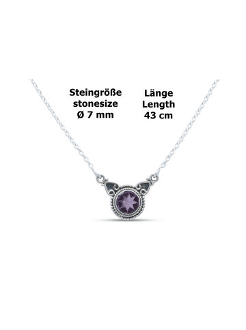 mantraroma 925er Silber - Collierketten (L) 43 cm mit Amethyst facettiert