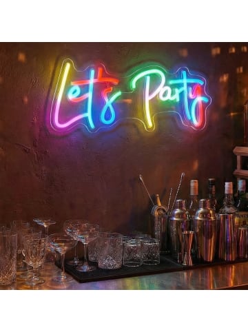 MARELIDA LED NEON Schild Lets Party Leuchtschriftzug für Bar USB Fernb. L: 41cm