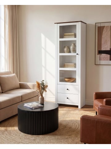 Beliani Vitrine PIMBA in Weiß/Braun - (W) 60 x (H) 180 x (L) 40 cm