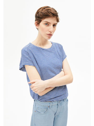 armedangels T-Shirt Slub in blau weiß
