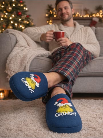 The Grinch The Grinch Hausschuhe Grinch! Slipper Pantoffeln Puschen Schlappen in blau