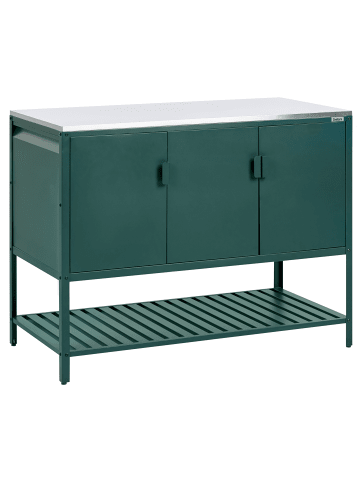 Beliani Gartenküche MAENZA in Grün/Silber - (W) 120 x (H) 93 x (L) 60 cm