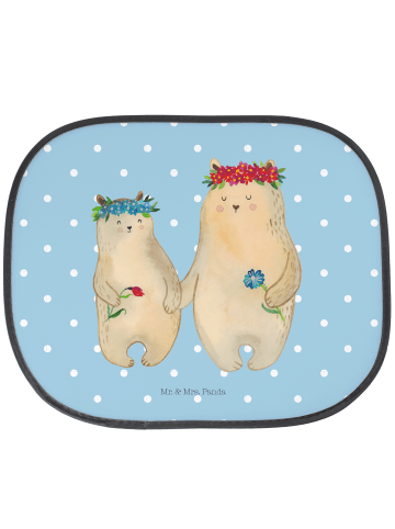 Mr. & Mrs. Panda sonnenschutz mit saugnäpfen Bären mit Blumenkra... in Blau Pastell