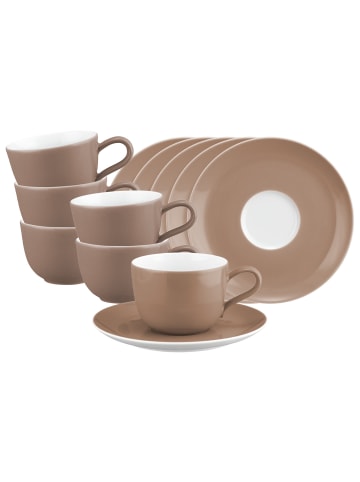 Seltmann Weiden 6er Set Kaffeetassen mit Untertassen Liberty Pure Colors 260 ml in Cocoa Brown