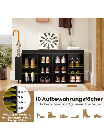 COSTWAY 10-Fächer Schuhbank in Schwarz