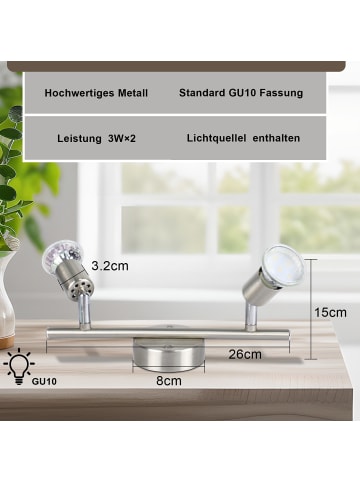 ZMH Deckenleuchte LED Chrom GU10 - Deckenspots 2-flammige Wandleuchten