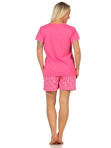 NORMANN kurzarm Shorty Schlafanzug und kurzer Hose in pink