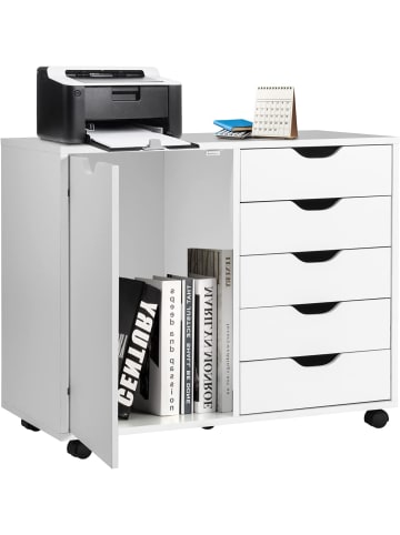 COSTWAY Rollcontainer 5 Schubladen in Weiß