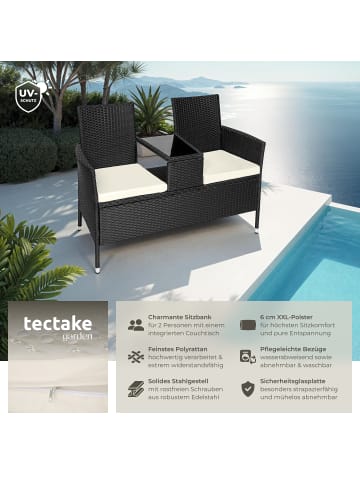tectake Rattan-Gartensitzbank, 2-Sitzer, 133 x 63 x 84 cm, 6-cm-Polster