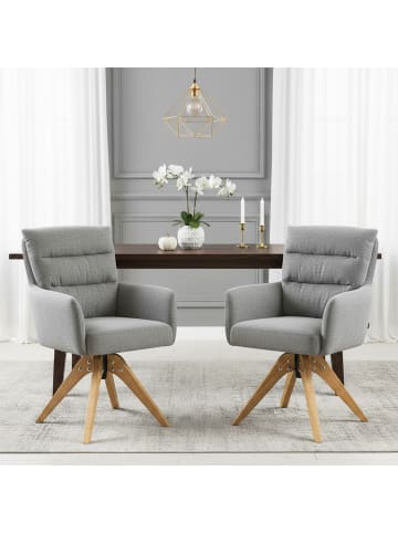 DUBI Möbel 2er-Set: Drehstuhl Mika-Juna in Grau - (B)59 x (H)94 x  (T)66 cm
