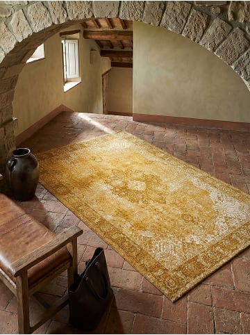 KADIMA DESIGN Flachgewebe-Teppich Handgewebt COQUET Pflegeleicht Vintage in Senfgelb