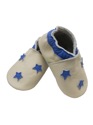 Bemesu Baby-Leder-Laufschuhe, komfortabel mit rutschfester Sohle- blauen Sternenmotiven