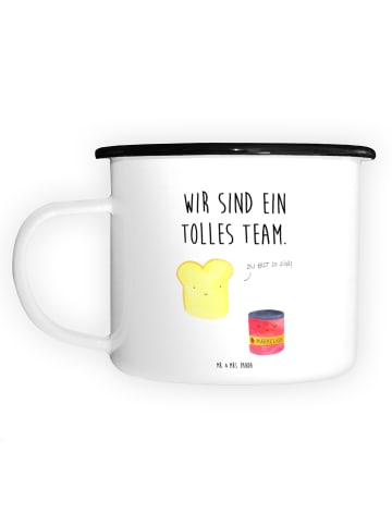 Mr. & Mrs. Panda Emailletasse Toast Marmelade mit Spruch in Weiß
