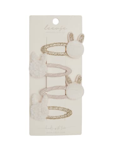 leevje Haarspangen fluffy bunny clips' in white