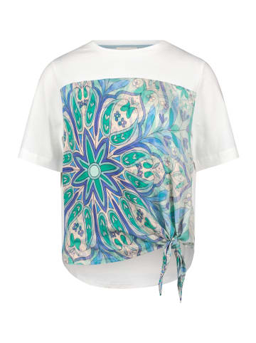 CARTOON Rundhals-Shirt mit Schleifenknoten in Weiß/Blau