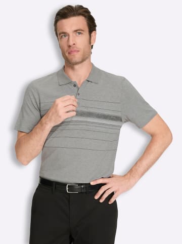 WITT WEIDEN Kurzarm-Poloshirt in grau-meliert