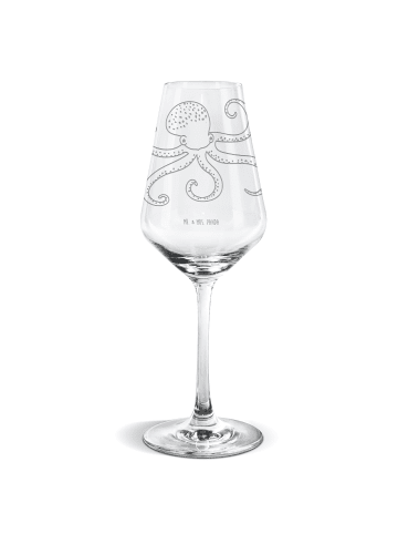 Mr. & Mrs. Panda Weißwein Glas Tintenfisch ohne Spruch in Transparent